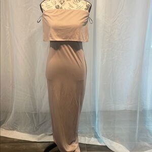 Forever 21 Cream and Black Script Dress